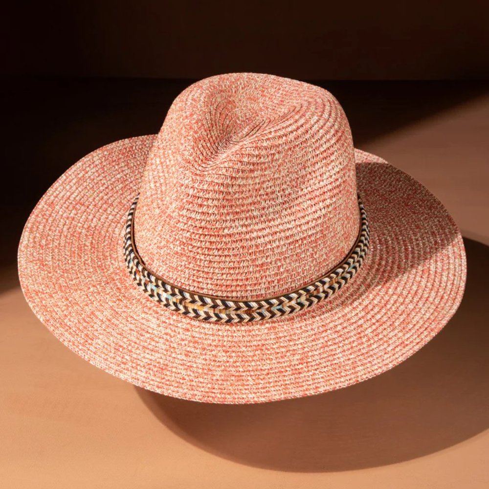 Blush Pink Braided Band Panama Hat - Picture 6 of 7